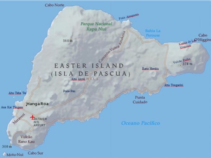Ilha Pascoa -  Rapa Nui - Mapa