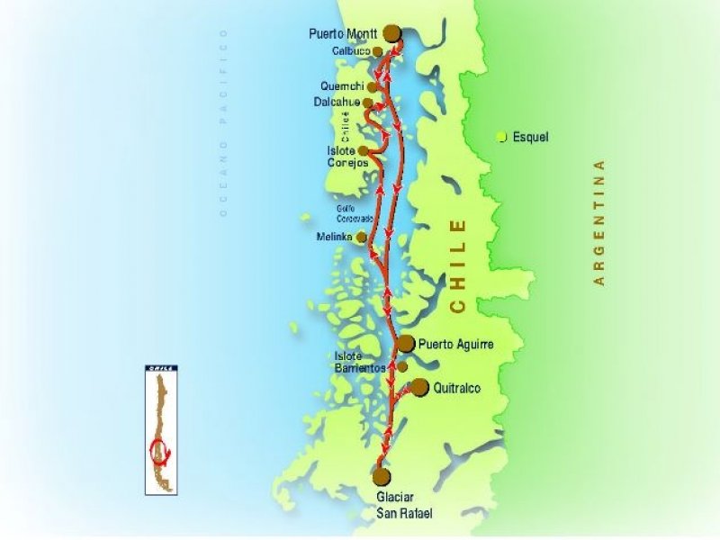 Cruzeiro NavioSkorpios II - Rota Chonos - Mapa